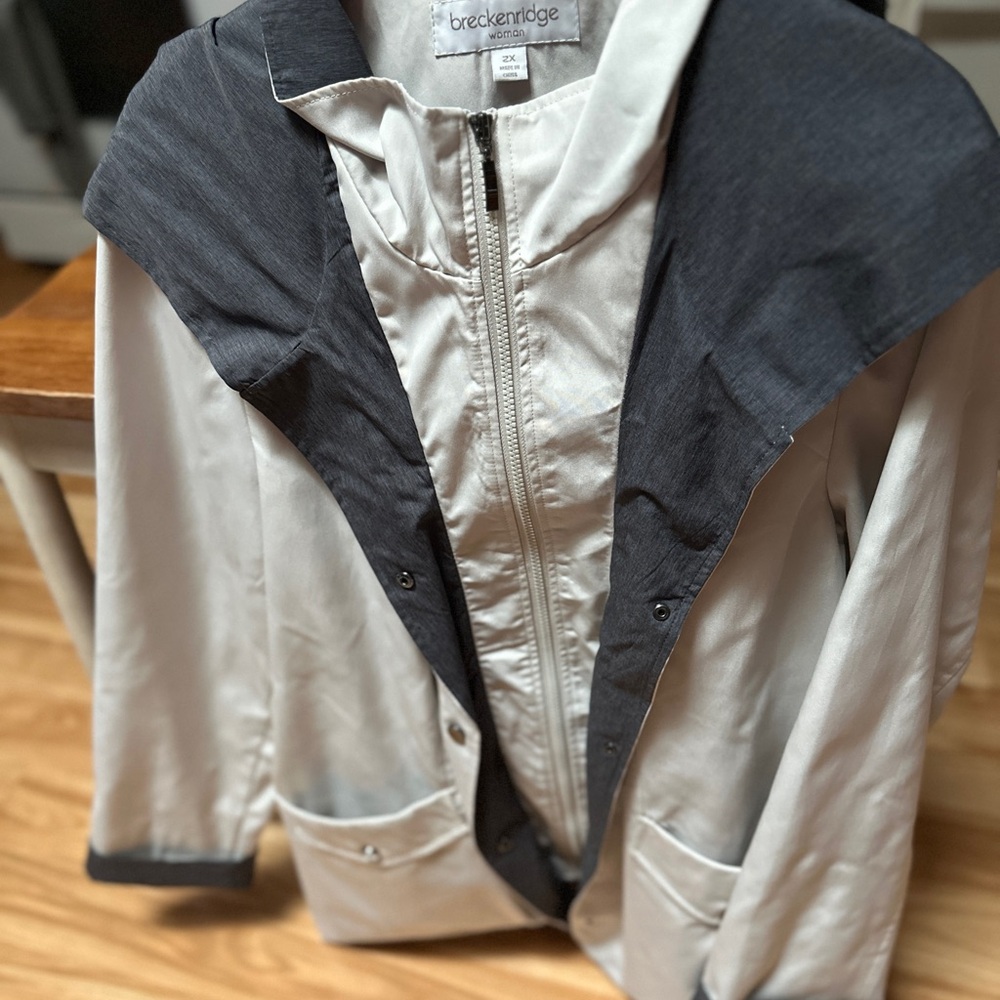 Breckenridge Women's Two-Tone Hooded Trench Jacket 2X NWT